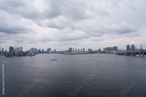 Tokyo bay side area. View from Tokyo rainbow bridge