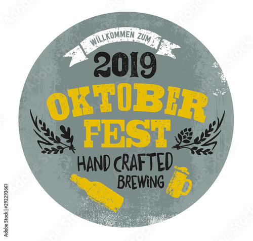 Oktoberfest handwritten typography header for signboard, greeting, invitation poster and card. Beer festival celebrated in October in Germany. Big folk festivities in Bavaria.