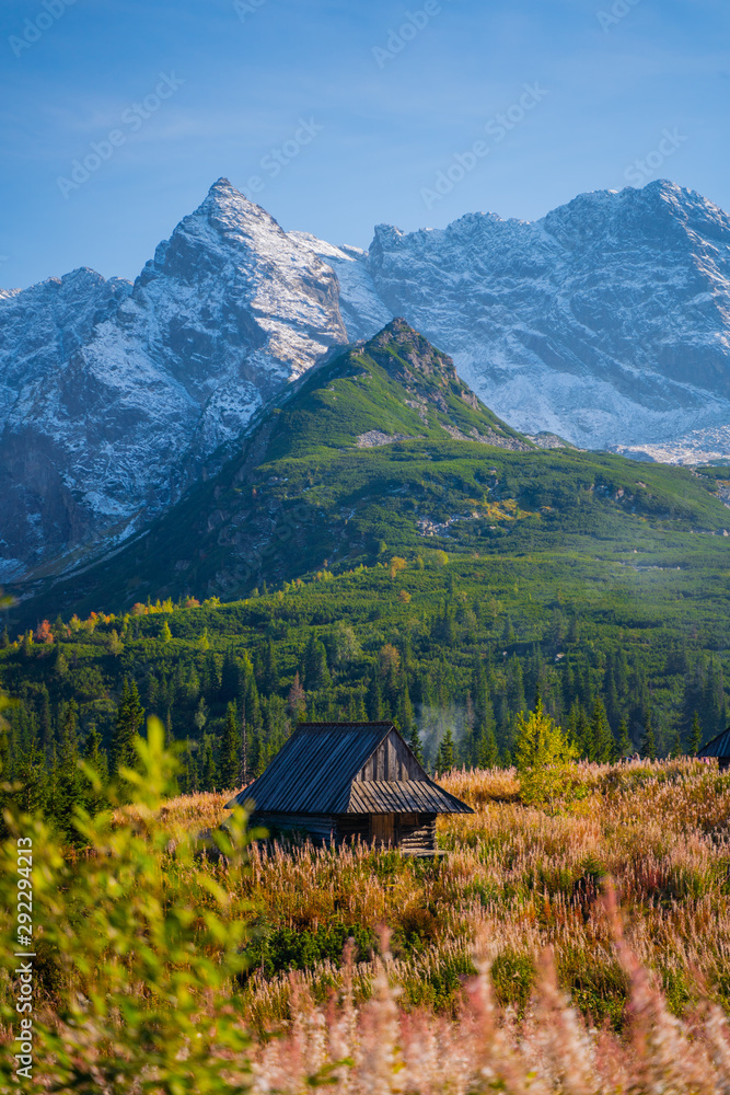 Plakat High Tatra mountain autumn sunny day, relaxing landscape, alp view