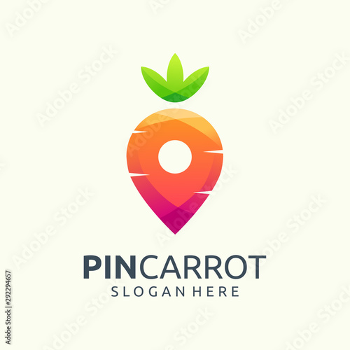 pin carrot logo design vector illustration
