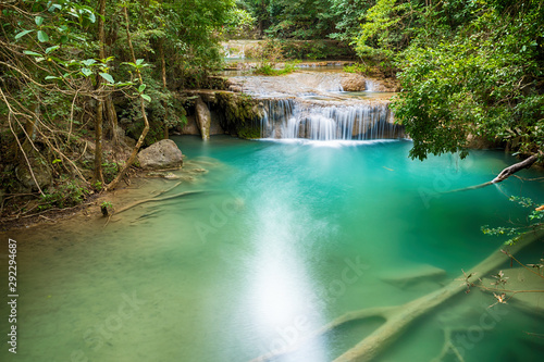 Fototapeta Naklejka Na Ścianę i Meble -  Waterfall beautiful (erawan waterfall) in kanchanaburi province asia southeast asia Thailand