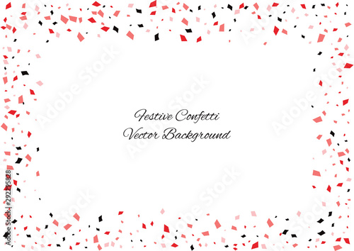 Festive color rectangle confetti background. Abstract frame confetti texture for holiday, postcard, poster, website, carnivals, birthday and children's parties. Cover confetti mock-up. Wedding card