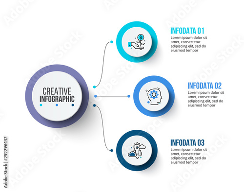 Creative concept for infographic. Business data visualization. Abstract elements diagram with 3 steps, options, parts or processes. Vector business template for presentation.