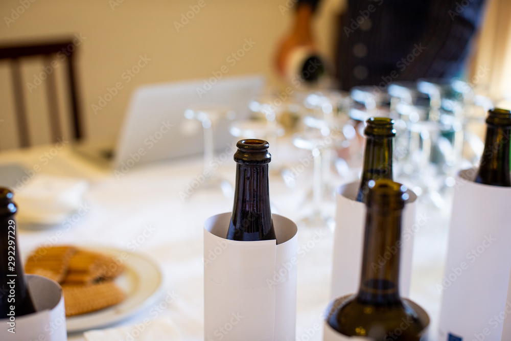 blind wine tasting with wine bottles blind wine tasting with wine bottles