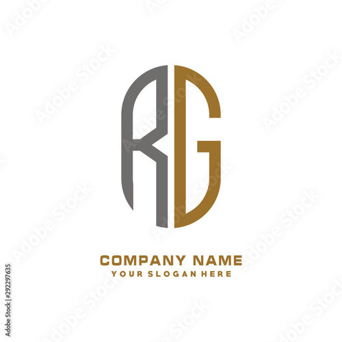 RG minimalist letters, with black and gold, white, black background logos