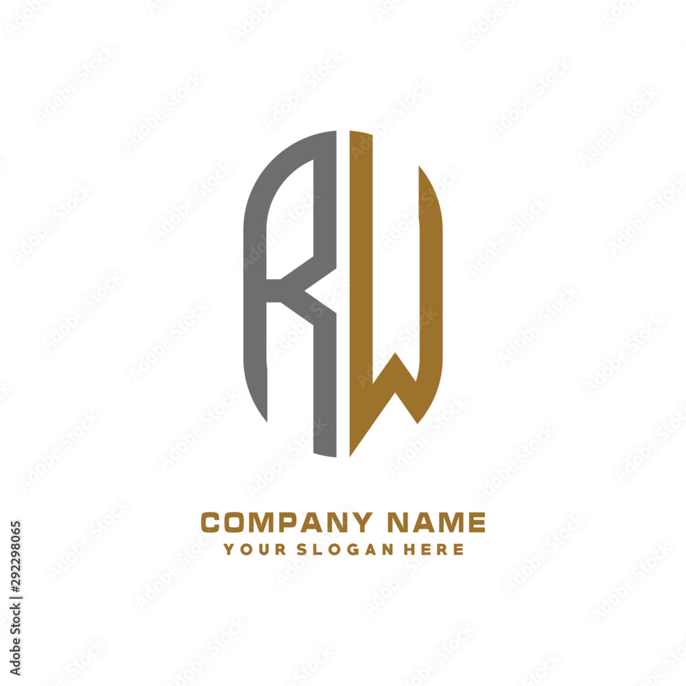 RW minimalist letters, with black and gold, white, black background logos RW minimalist letters, with black and gold, white, black background logos