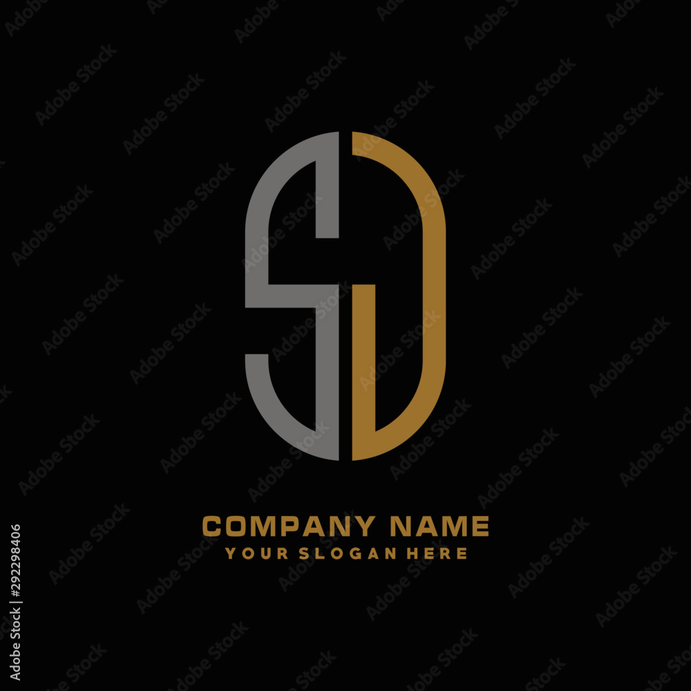 SJ minimalist letters, with black and gold, white, black background logos SJ minimalist letters, with black and gold, white, black background logos