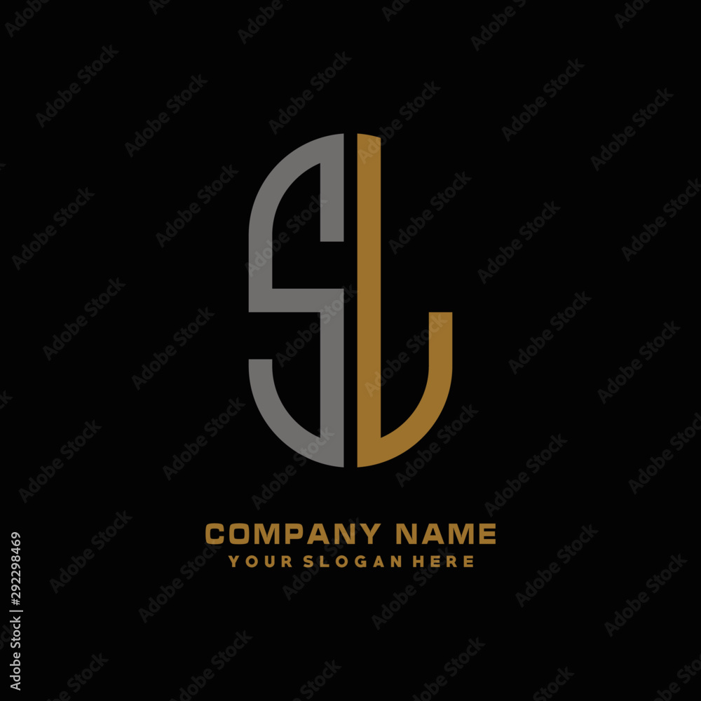 SL minimalist letters, with black and gold, white, black background logos SL minimalist letters, with black and gold, white, black background logos
