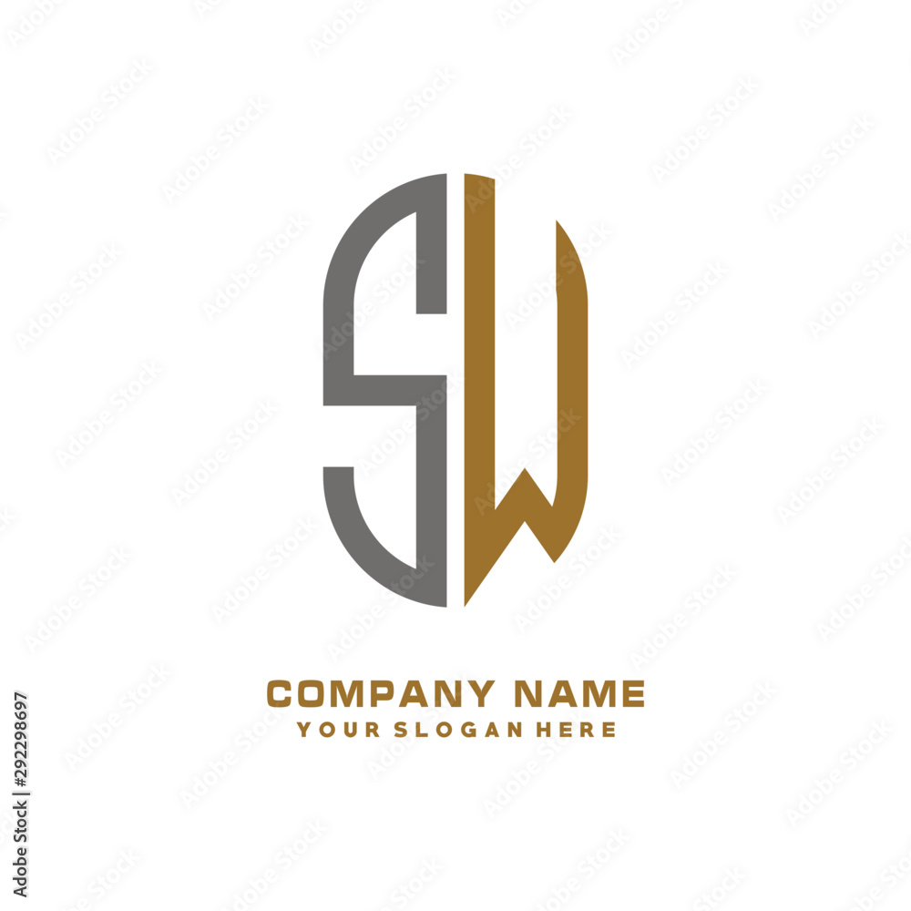 Obraz premium SW minimalist letters, with black and gold, white, black background logos