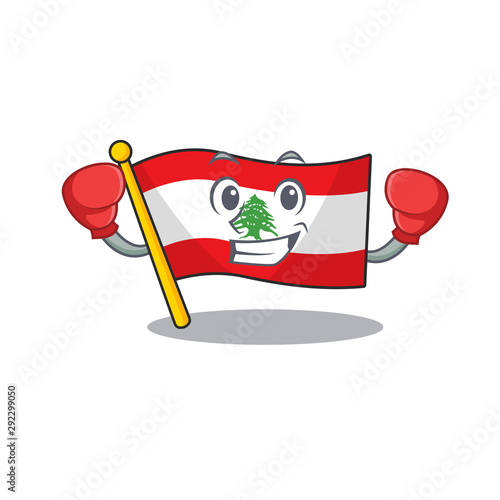 Boxing flag lebanon mascot isolated the cartoon