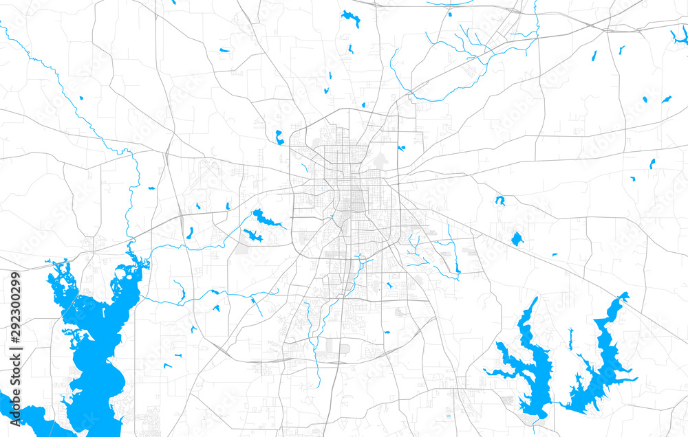 Rich detailed vector map of Tyler, Texas, USA