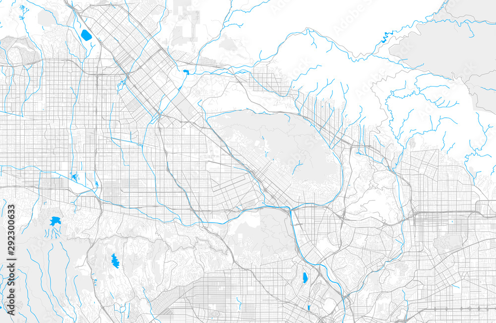 Obraz premium Rich detailed vector map of Burbank, California, USA