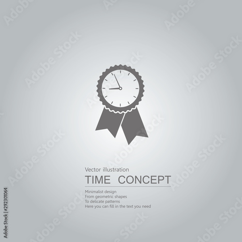 Clock badge icon. Isolated on grey background.