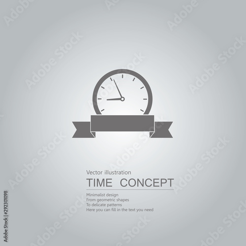 Vector drawn clock icon. Isolated on grey background.