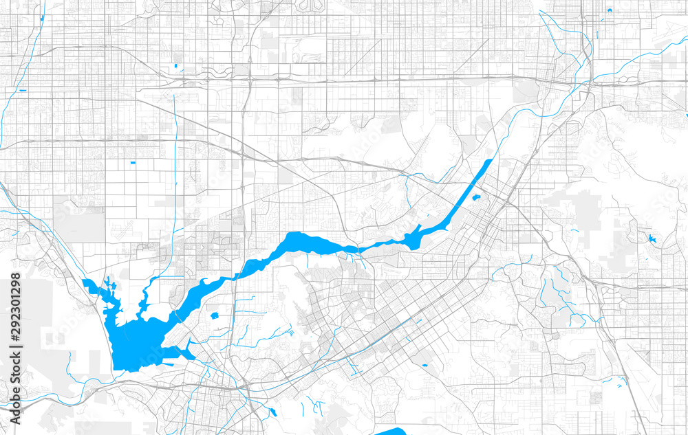 Obraz premium Rich detailed vector map of Jurupa Valley, California, USA