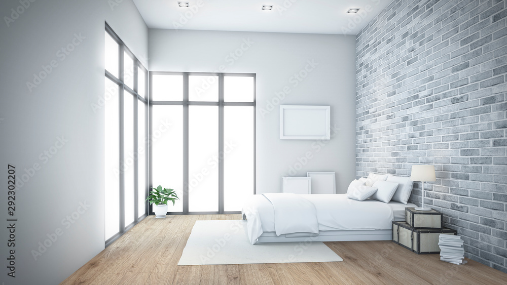 Fototapeta premium Modern bedroom Design wall 3D rendering