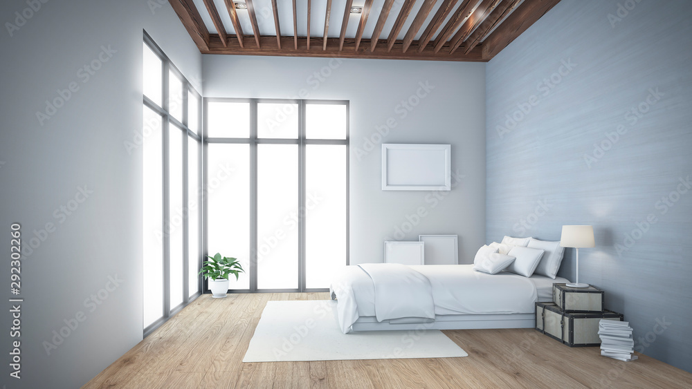 Modern bedroom Design wall 3D rendering Modern bedroom Design wall 3D rendering