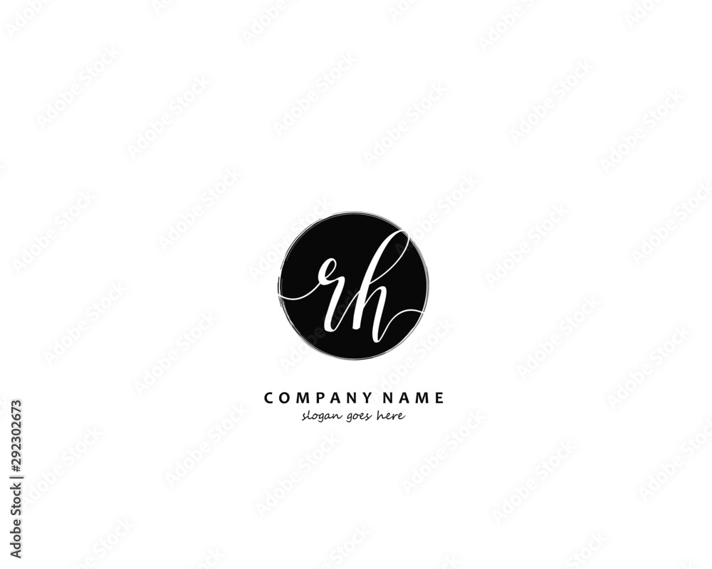 RH Initial handwriting logo vector RH Initial handwriting logo vector