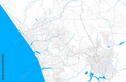 Rich detailed vector map of Vista, California, USA