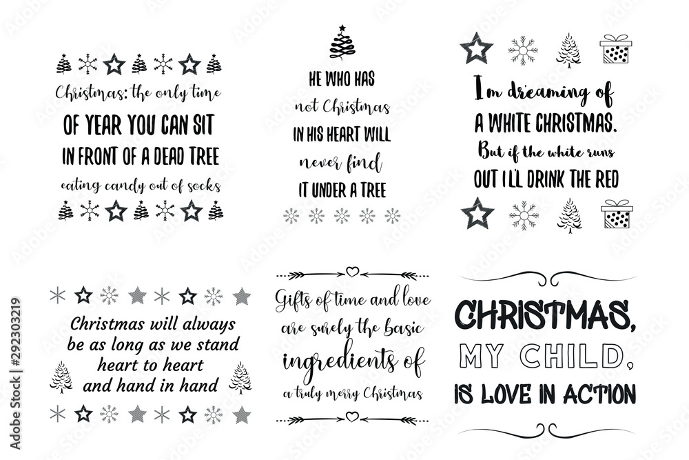 Have a merry christmas and happy new year. Set of Calligraphy sayings for print. Vector Quotes