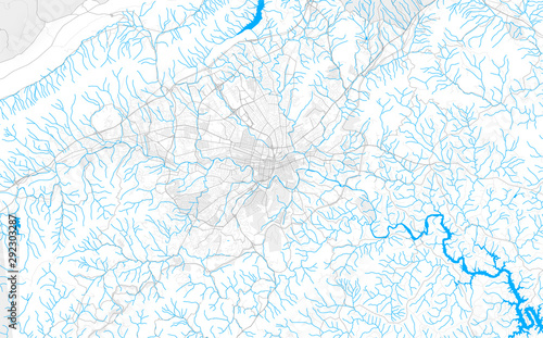 Rich detailed vector map of Roanoke, Virginia, USA