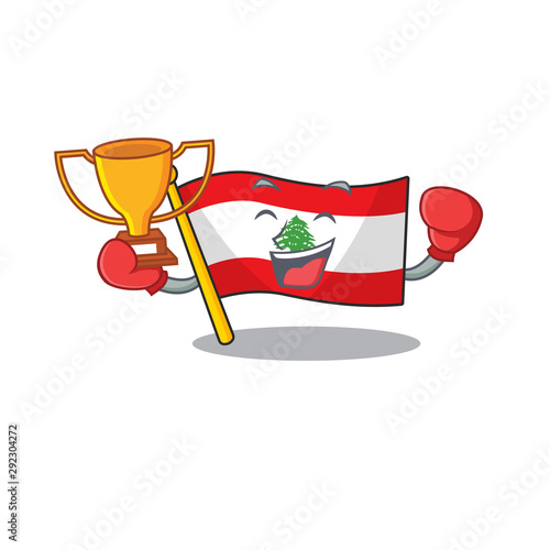 Boxing winner flag lebanon with the character shape