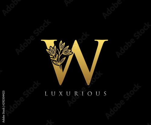 Luxury Gold W Letter Logo Icon . Initial Letter W Design Vector Luxury Gold Color.Print monogram initials stamp line art vintage symbol.