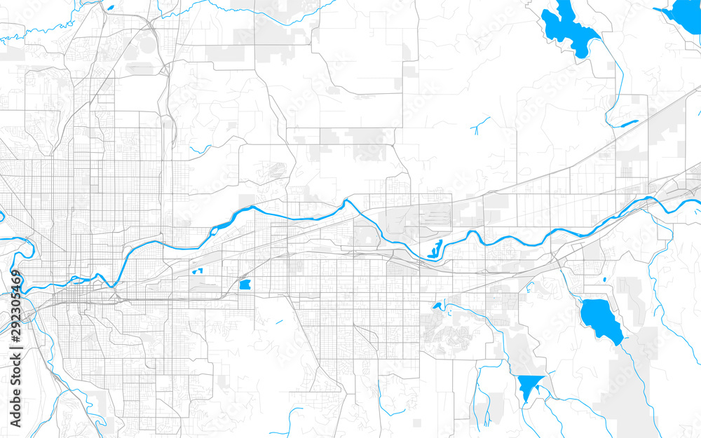 Rich detailed vector map of Spokane Valley, Washington, USA