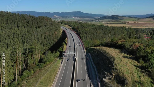 Aerial view of highway bridge in Spissky hrhov village in Slovakia photo