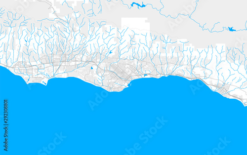 Rich detailed vector map of Santa Barbara, California, USA