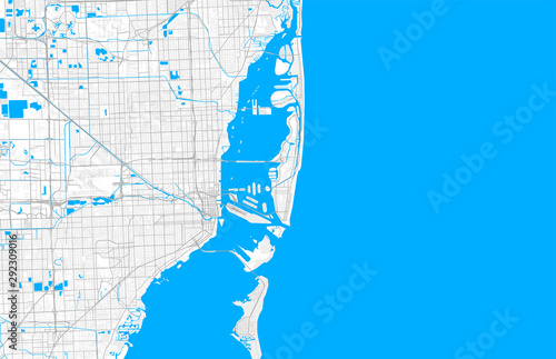 Rich detailed vector map of Miami Beach, Florida, USA