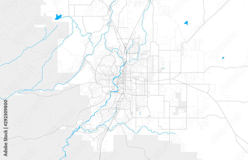 Rich detailed vector map of Bend, Oregon, USA
