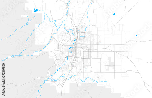 Rich detailed vector map of Bend, Oregon, USA