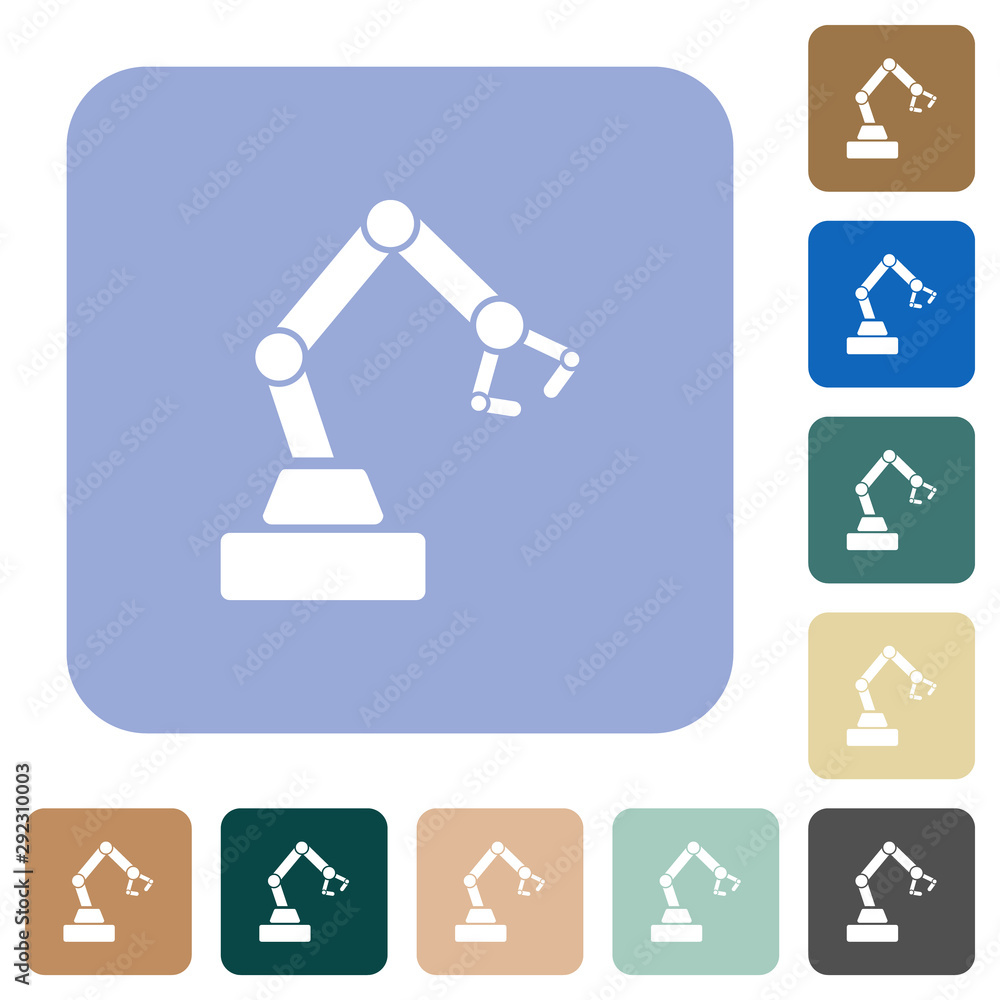 Robot arm rounded square flat icons Robot arm rounded square flat icons