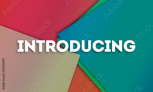 Introducing - word written on colorful paper cards background