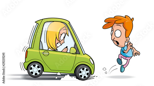 Braking to avoid running over a pedestrian
