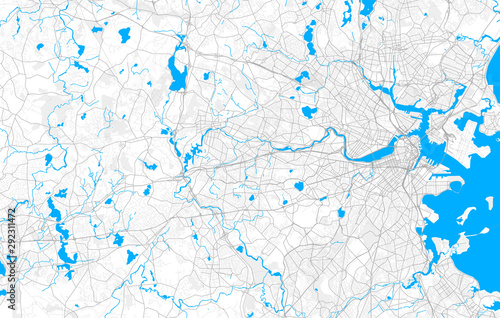 Rich detailed vector map of Newton, Massachusetts, USA