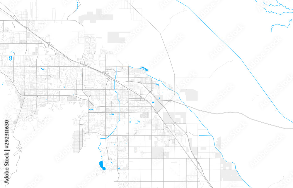 Rich detailed vector map of Indio, California, USA