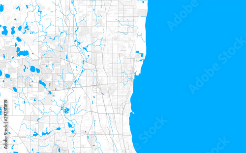 Rich detailed vector map of Waukegan, Illinois, USA
