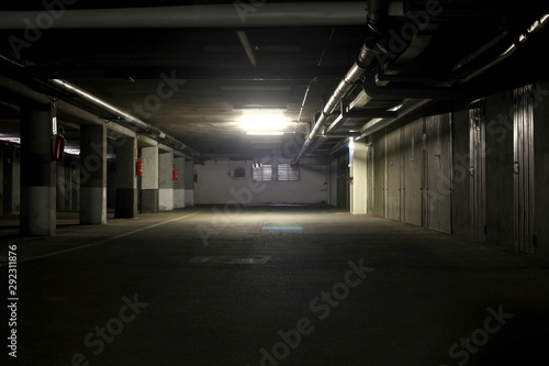 old empty underground garage with copy space for your text