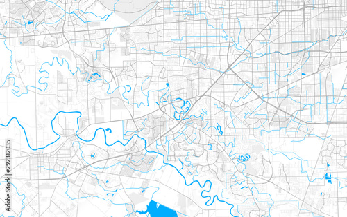 Rich detailed vector map of Sugar Land, Texas, USA