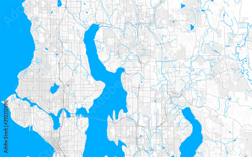 Rich detailed vector map of Kirkland, Washington, USA