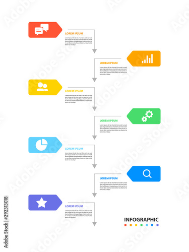 Infographic design with 7 step, Infographic business concept, Flow, Chart, Presentation