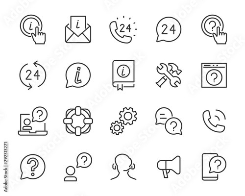 set of support icons, assistant, customer, help, service, information, info, call center photo