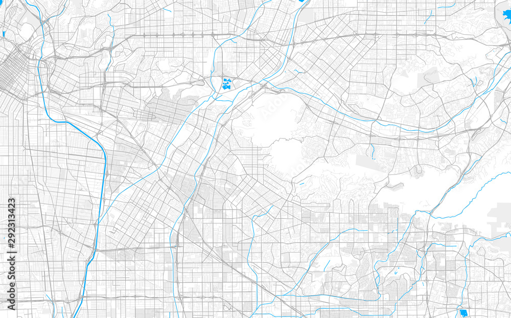 Rich detailed vector map of Whittier, California, USA