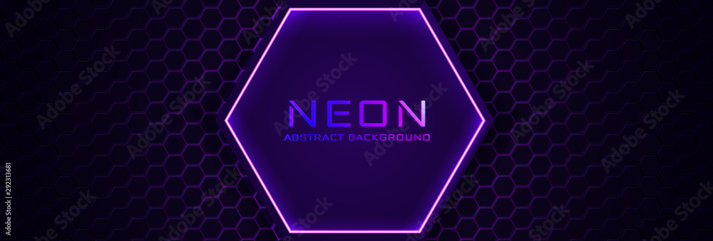 Abstract neon background with violet light, line and texture. Vector banner  design in dark night colour Stock Vector | Adobe Stock