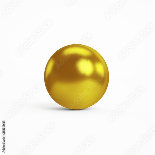 Golden Pearl on a gray background, white pearl gemstone, 3D jewelry. Render illustration