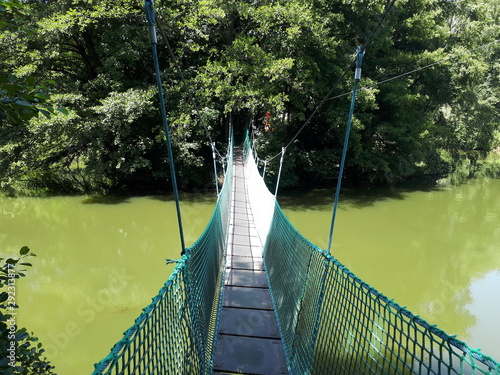 Fototapeta Naklejka Na Ścianę i Meble -  Hanging bridge near Mill Davidův mlýn in Staré Těchanovice, Czech republic