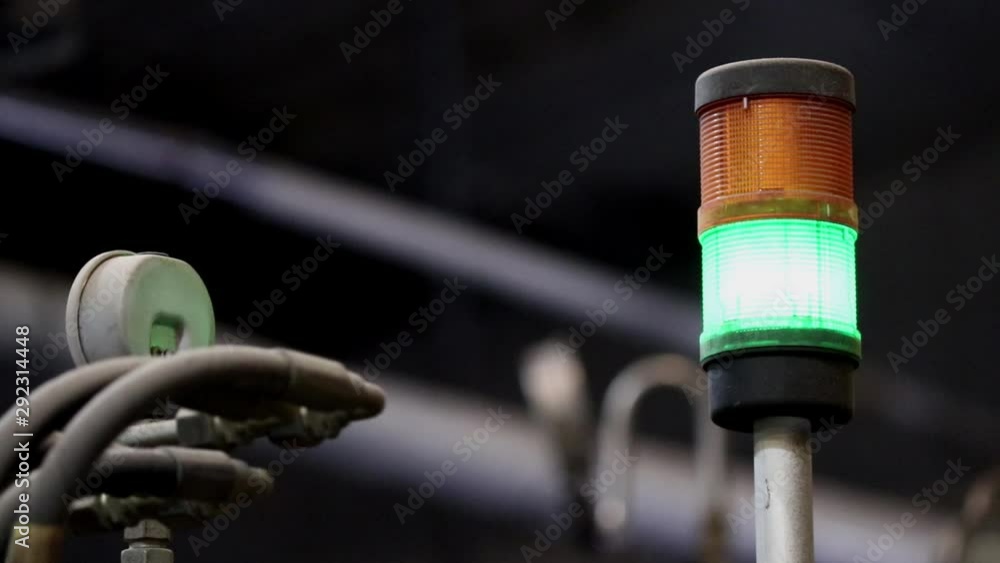 Factory machine indicator light. Light blinking on a factory machine ...