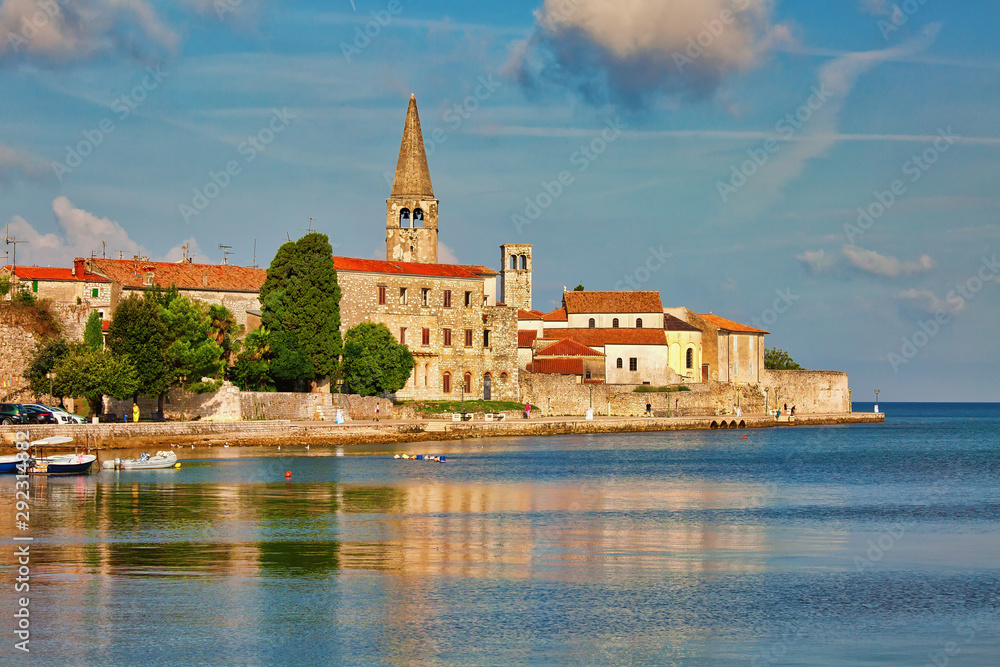 View to Porec old town, famous tourist destination in Croatia in the morning sun
